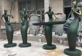 彈古箏雕塑供求，村標(biāo)概念，民俗人物雕塑制作承接