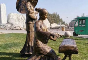 彈古箏雕塑供需，美陳雕塑，景觀民俗人物雕塑承接
