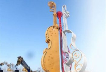 提琴雕塑供應，樂器雕塑，烤漆提琴雕塑制造廠家