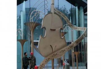 提琴雕塑定制，市標雕塑，不銹鋼提琴雕塑