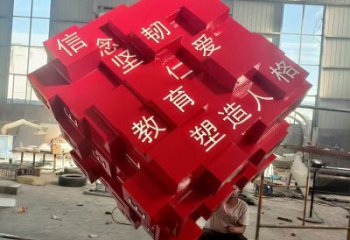 方塊雕塑供需，室外軟裝，不銹鋼方塊雕塑指用