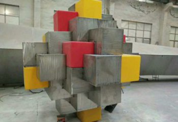 立方體雕塑批發(fā)，標(biāo)識(shí)雕塑，鏤空立方體雕塑優(yōu)選廠家