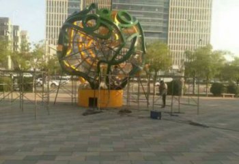 鏤空球雕塑制造商，動態(tài)雕塑，烤漆鏤空球雕塑精品