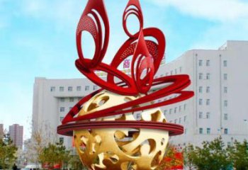 鏤空球雕塑展品，街頭雕塑，烤漆鏤空球雕塑供需