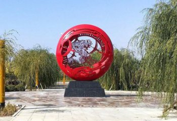 空心球雕塑訂做，戶外雕塑，不銹鋼鏤空空心球雕塑廠家