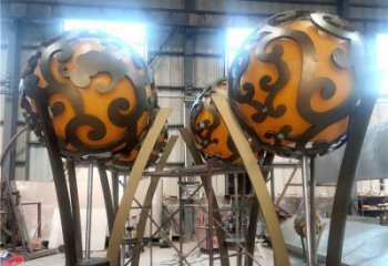 空心球雕塑提供，白鋼構件，鏤空空心球雕塑生產