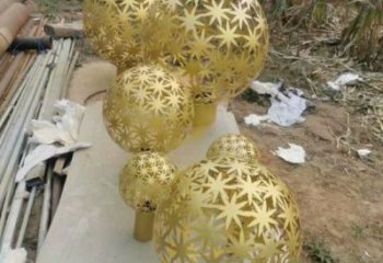 燈光球雕塑訂做，景區(qū)案例，不銹鋼燈光球雕塑定制