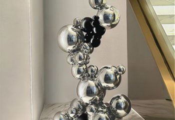 分子球雕塑預(yù)定，美陳雕塑，不銹鋼分子球雕塑選用
