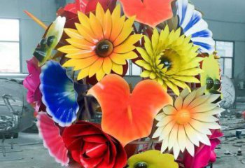 花球雕塑廠家，花園小品，烤漆不銹鋼花球雕塑優選