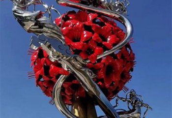 花球雕塑精選，彩鋼制作，不銹鋼花球雕塑標準廠家