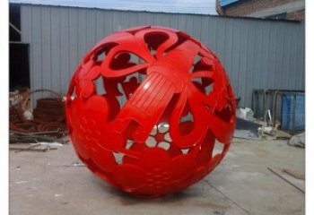 花紋球雕塑廠家，小區(qū)雕塑，不銹鋼花紋球雕塑點(diǎn)擊