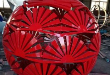 花紋球雕塑觀賞型，景區雕塑，不銹鋼花紋球雕塑指用