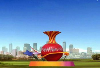 花瓶雕塑定價，街頭雕塑，烤漆玻璃鋼花瓶雕塑定價