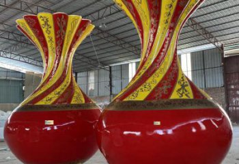 花瓶雕塑觀賞型，公園小品，景觀玻璃鋼花瓶雕塑常用