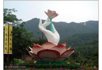 手拈花雕塑，街頭藝術，不銹鋼手拈花雕塑展品