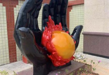 火球雕塑特供，美陳雕塑，手托火球雕塑定制廠家