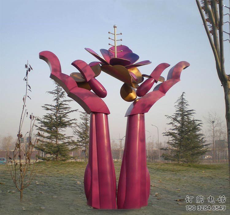 雙手雕塑生產商，城市雕塑，不銹鋼雙手雕塑廠家