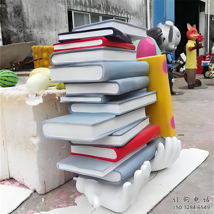 疊書雕塑廠家，彩鋼制作，不銹鋼疊書雕塑廠家