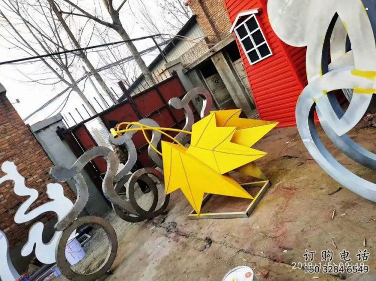 楓葉雕塑訂做，景區雕塑，烤漆楓葉雕塑廠家定價