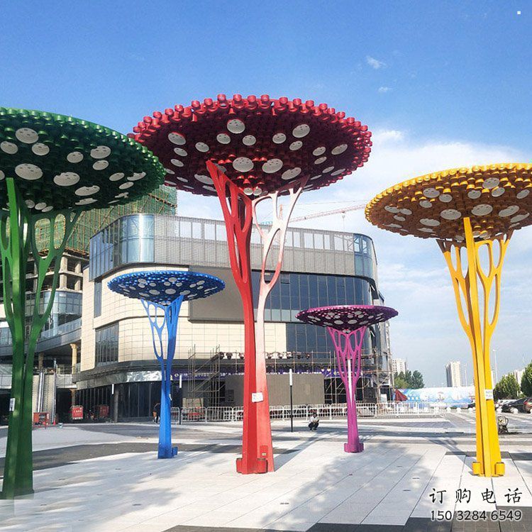 遮陽樹雕塑常用，公園小品，不銹鋼遮陽樹雕塑生產商