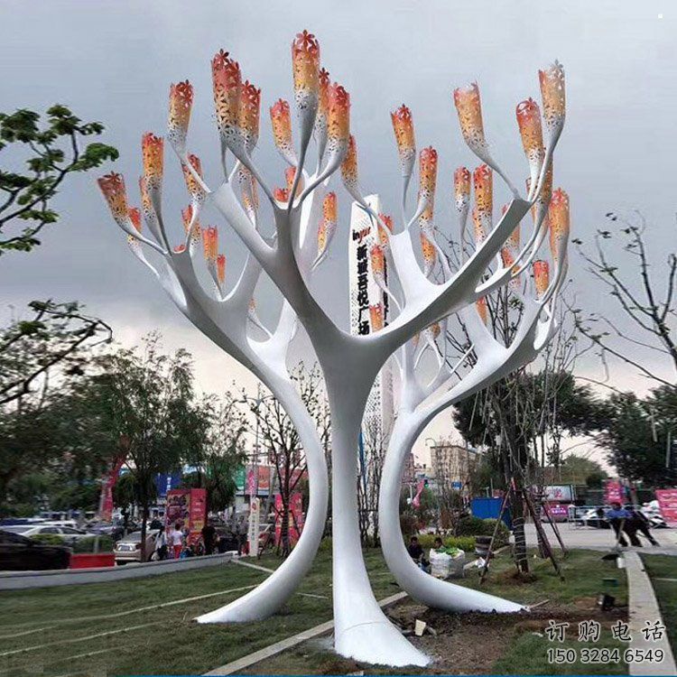 遮陽樹雕塑批發，標識雕塑，不銹鋼遮陽樹雕塑優選