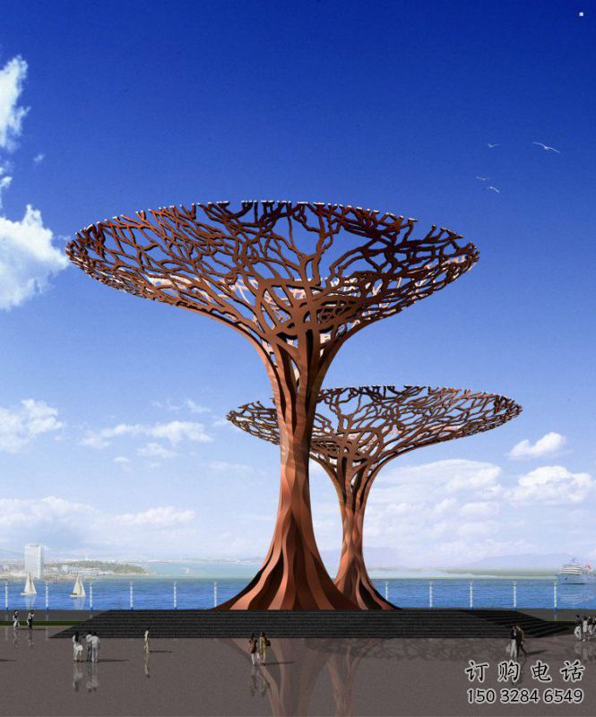 遮陽樹雕塑選用，美陳雕塑，不銹鋼遮陽樹雕塑標準