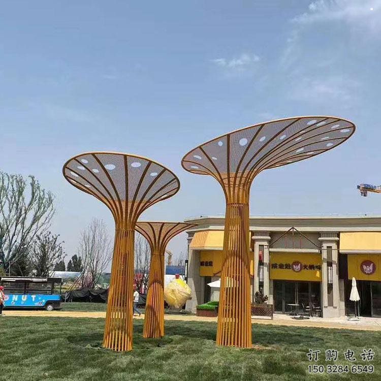 遮陽樹雕塑制作，村標概念，不銹鋼遮陽樹雕塑廠