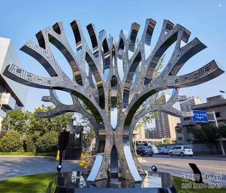 遮陽樹雕塑通用，街道標識，不銹鋼鏤空遮陽樹雕塑承接