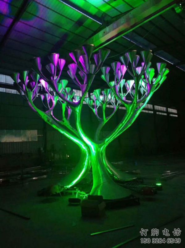 制造燈光樹雕塑，鋼管組合，燈光蘑菇樹雕塑制作廠家