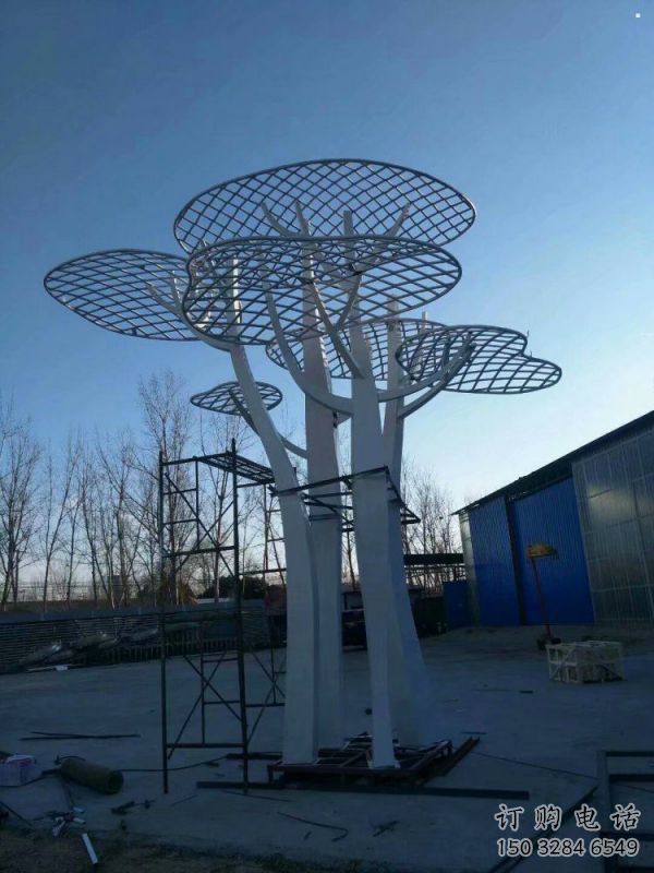 蘑菇樹雕塑加工，美陳雕塑，廣場鏤空蘑菇樹雕塑預定