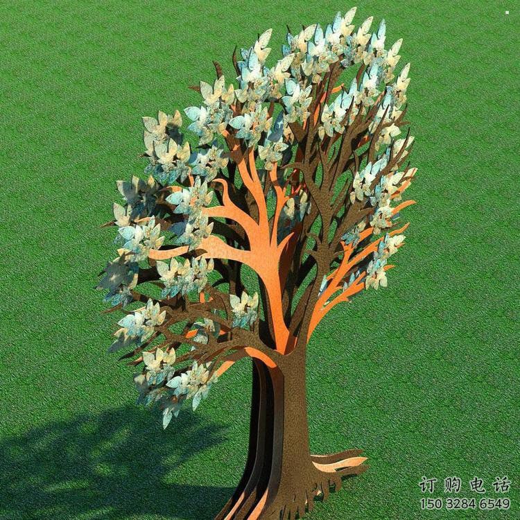 傘樹雕塑供給，景區雕塑，抽象鏤空傘樹雕塑優選