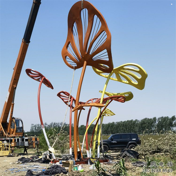 芭蕉葉雕塑系列，城市裝飾，彩色不銹鋼芭蕉葉雕塑優選