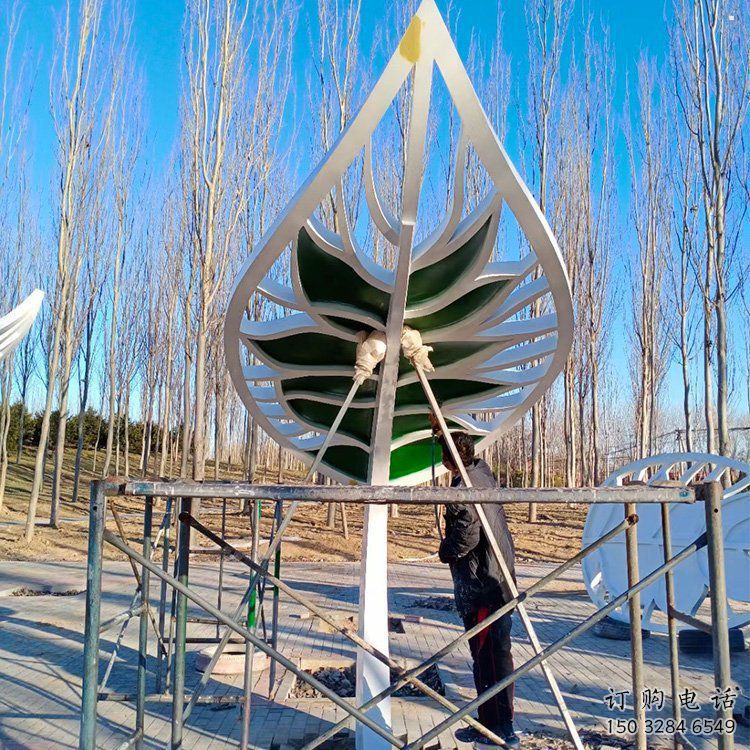 仿真樹(shù)葉雕塑制造商，美陳雕塑，彩繪仿真樹(shù)葉雕塑訂做