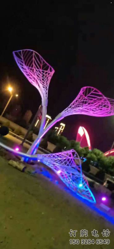 燈光樹(shù)葉雕塑預(yù)定，白鋼構(gòu)件，景觀燈光樹(shù)葉雕塑選定