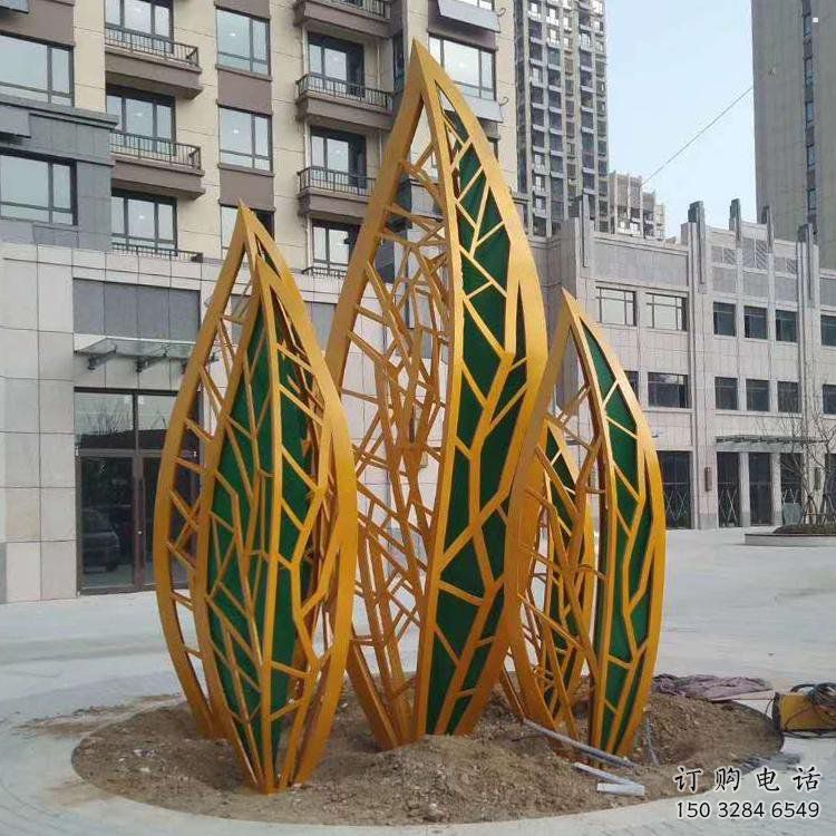 景觀樹(shù)葉雕塑定做，美陳雕塑，烤漆樹(shù)葉雕塑精品