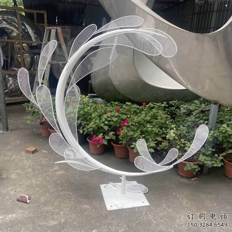 景觀樹葉雕塑訂做，街景小品，鏤空烤漆樹葉雕塑定制