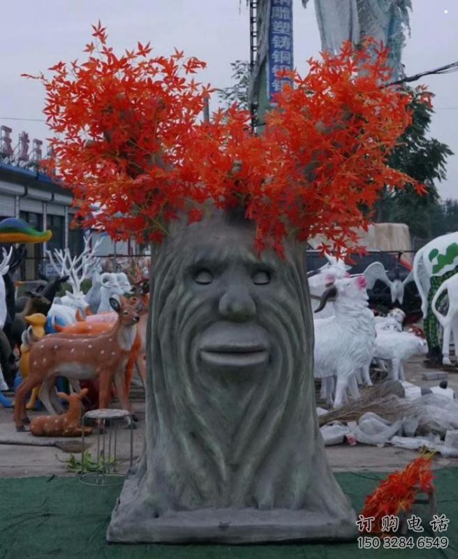 仿真樹雕塑制作，彩繪工藝，玻璃鋼仿真樹雕塑定價