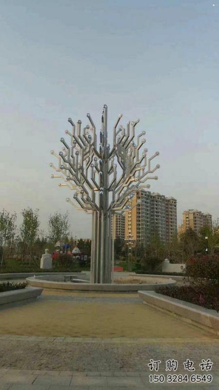 風鈴樹雕塑定制，小區擺件，不銹鋼風鈴樹雕塑服務商