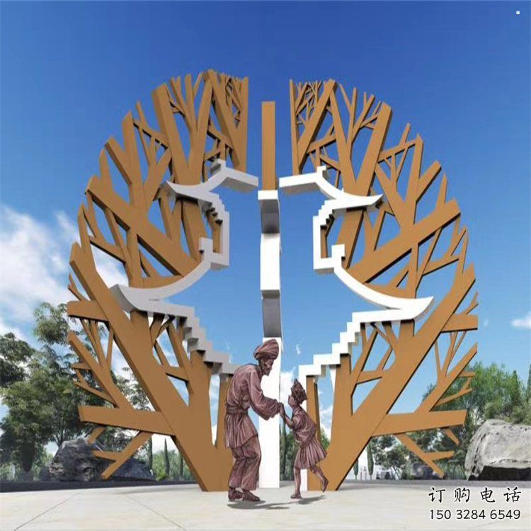 樹干雕塑制作，室外軟裝，歐式不銹鋼樹干雕塑承接