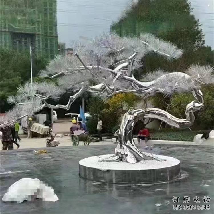 松樹雕塑制造商，美陳雕塑，不銹鋼松樹雕塑廠家