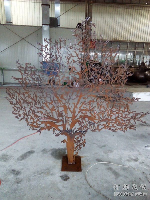 發財樹雕塑點擊，城區小品，不銹鋼發財樹雕塑承接