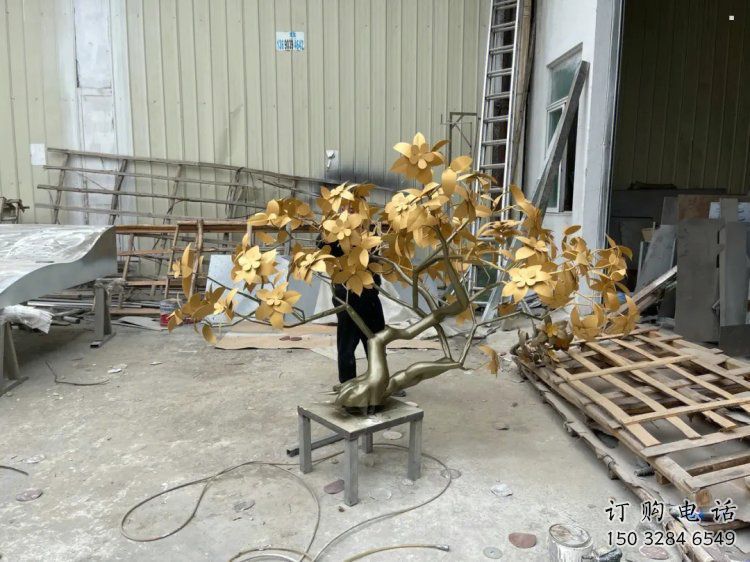 發財樹雕塑提供，戶外雕塑，不銹鋼發財樹雕塑廠家