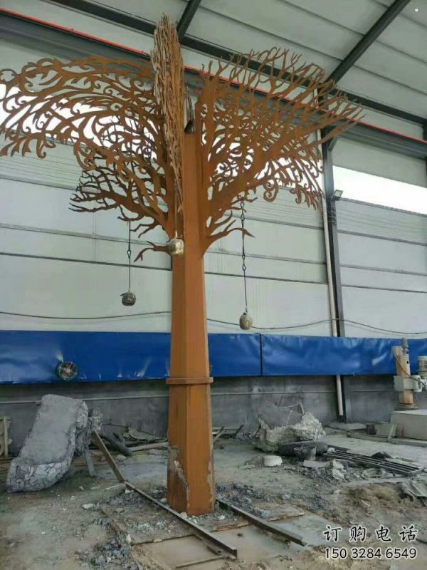 發財樹雕塑優選，拉絲工藝，不銹鋼發財樹雕塑承接