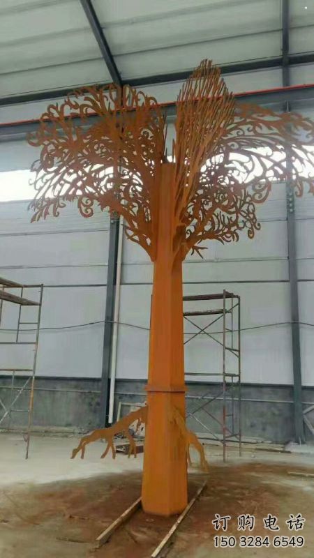 發財樹雕塑制作，景區案例，不銹鋼發財樹雕塑廠家