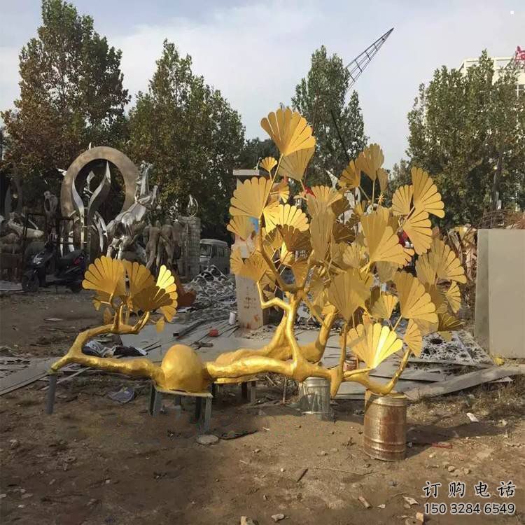 銀杏葉雕塑廠家，景觀雕塑，不銹鋼銀杏葉雕塑選定