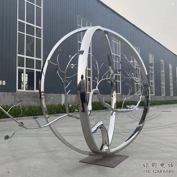 圓環樹雕塑優選，陸地擺件，不銹鋼圓環樹雕塑供應