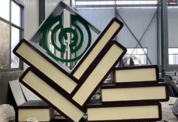 廣場書籍雕塑，抽象水景雕塑，抽象效果