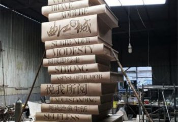 景區(qū)書籍雕塑，鍍金歐式雕塑，鐵藝材質(zhì)