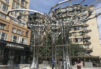 遮陽樹雕塑制造商，城區(qū)小品，鏤空遮陽樹雕塑定制