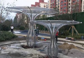 制造遮陽(yáng)樹雕塑廠家，地標(biāo)擺件，鏤空遮陽(yáng)樹雕塑訂做